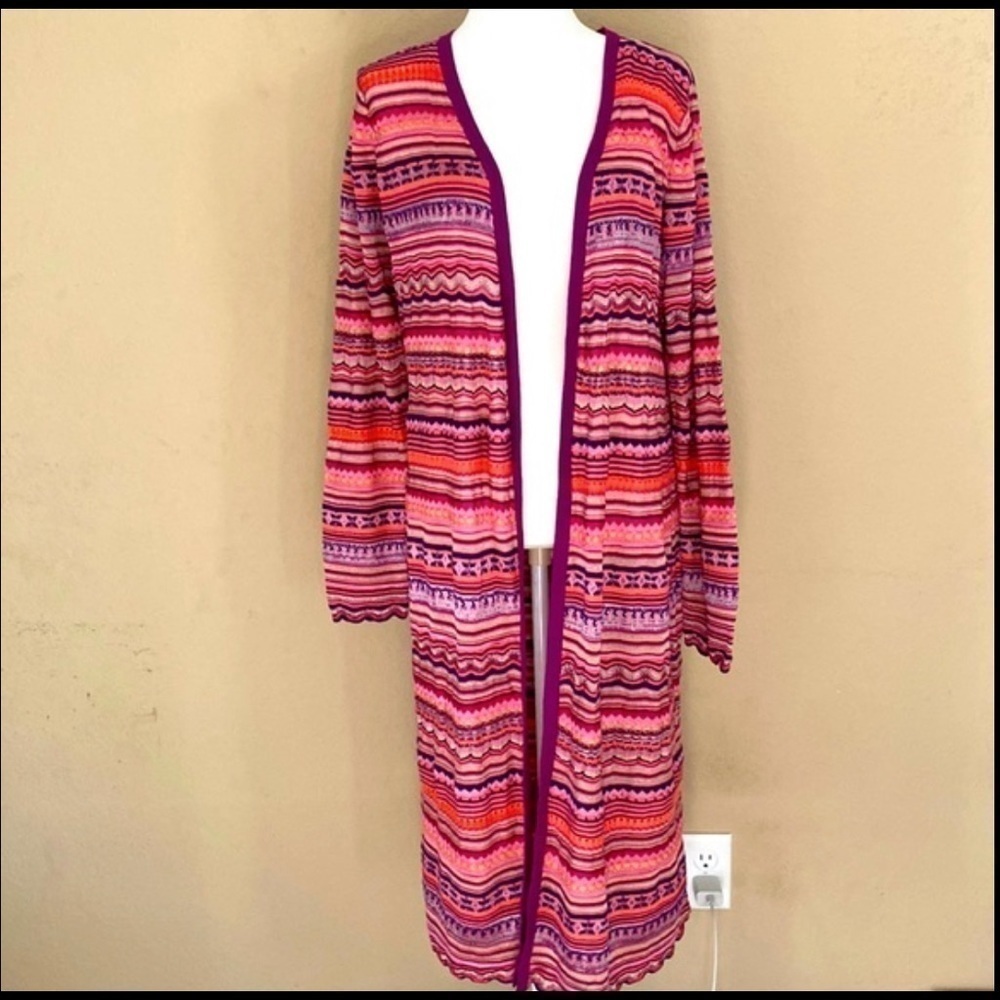 Chico’s stylish zig-zag Carly duster size 2 - Picture 7 of 8